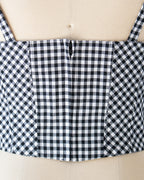 水玉とギンガム柄ビスチェのバックの詳細。コンシールファスナーあき。