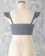 Carla Bustier in indigo hickory denim — back view