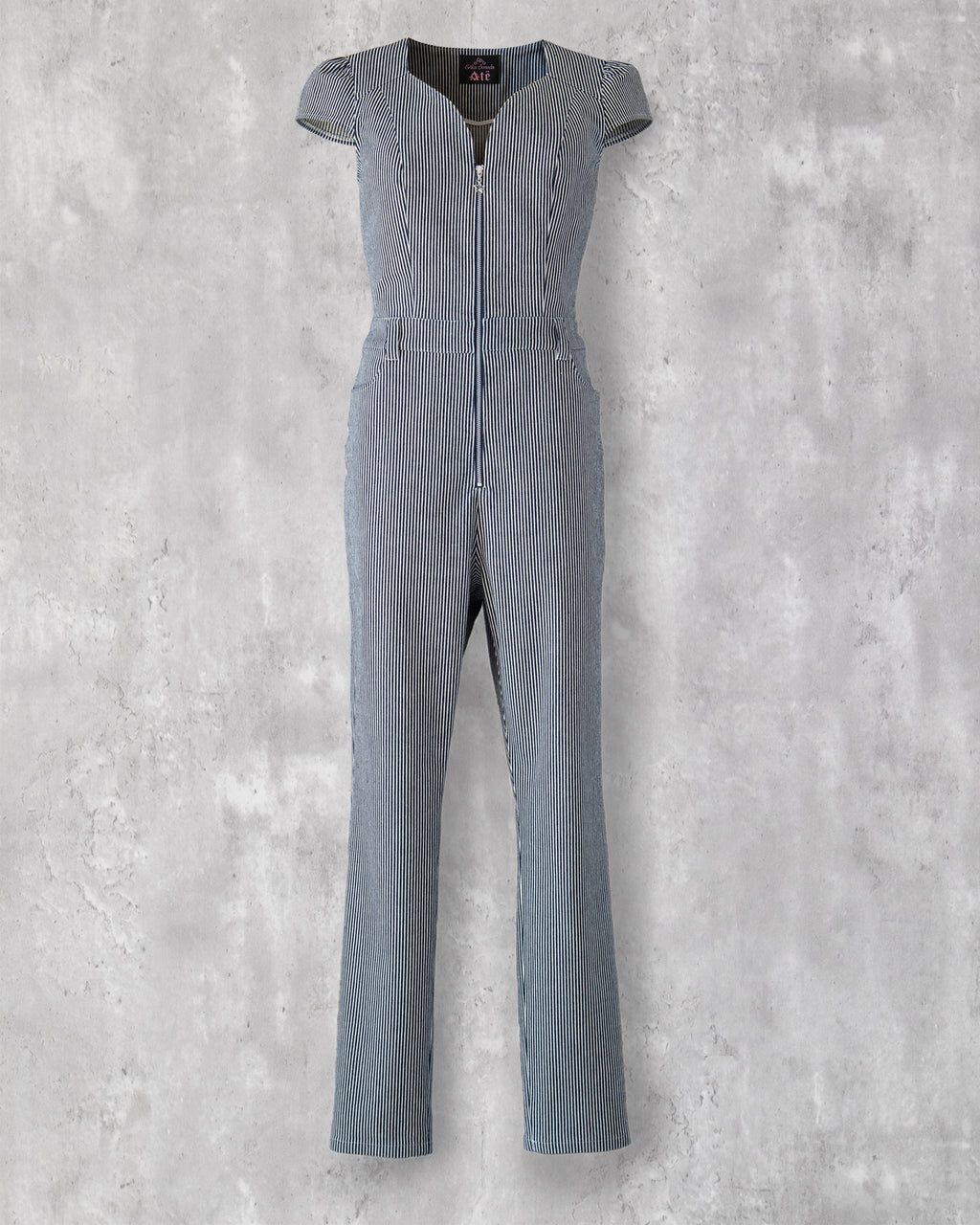 Carla Jumpsuit in indigo hickory denim — front view