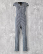 Carla Jumpsuit in indigo hickory denim — front view