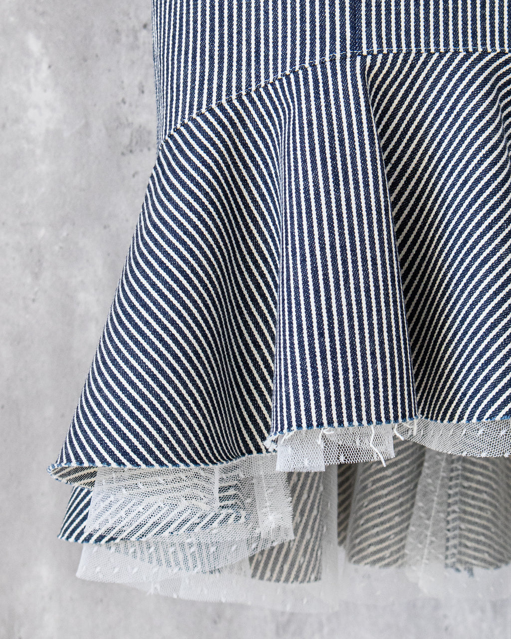 Carla Skirt frill detail — hickory and dot tulle