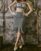 Model wearing Carla Skirt in indigo hickory denim — Atë