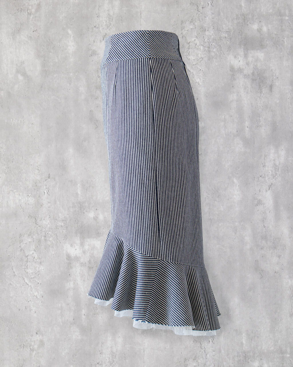 Carla Skirt in indigo hickory denim — side view