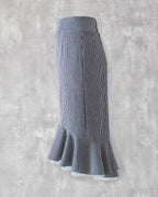 Slim hickory stripe denim skirt, side view — Carla Skirt by Atë